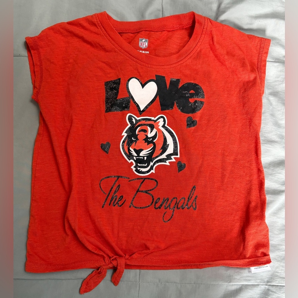 NFL Bengals Orange Love Tee for‎ Kids Size Medium 5/6 EUC